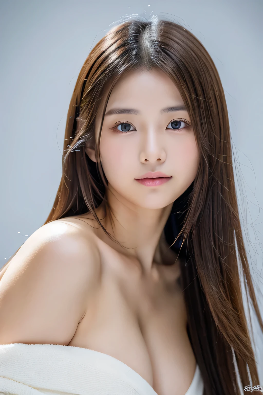 Young Japanese Woman, 30th Generation, White Background, Simple background, White brown hair, thin, 4K, in 8K, high quality, beauty, Beautiful Eyes, simple, High resolution,1 person,Beautiful Skins,Beautiful Skin,Winters dressed,Winters,Temptation Pose、Tears and confusion、Breasts are beautiful、For plump, moisturized skin、All naked、naked、Nude Actress、Nude Model、