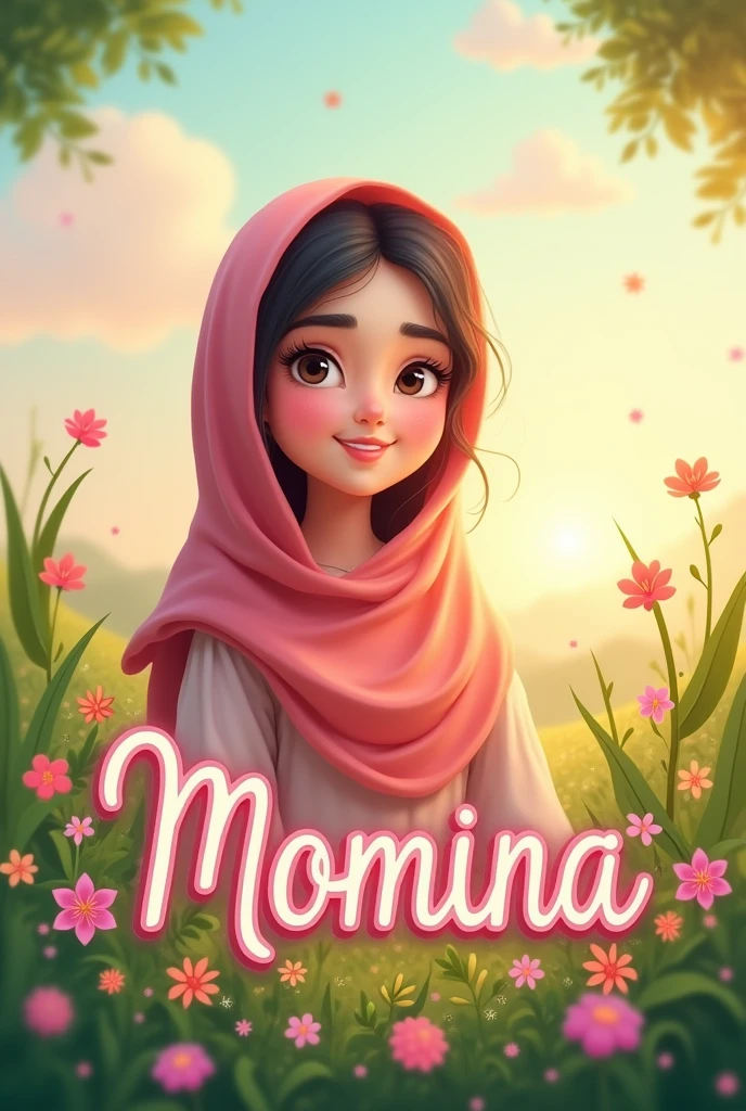 Create a welcome pic with name momina 
