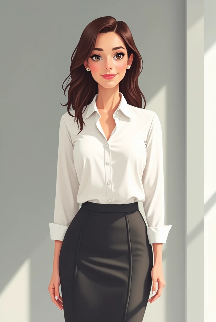 Clipart of woman's corporate dressing. White shirt and decent skirt
