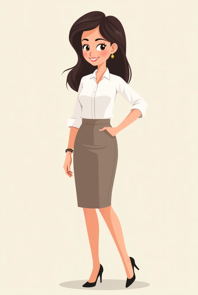 Clipart of woman's corporate dressing. White shirt and decent skirt