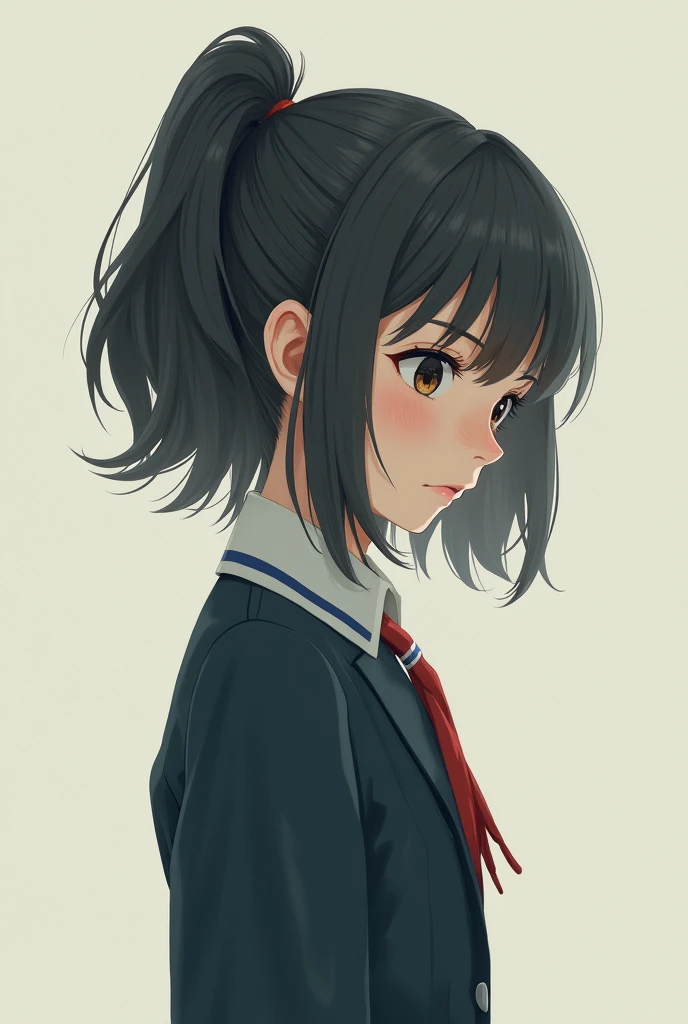 A girl in a junior high school uniform is growing alone
