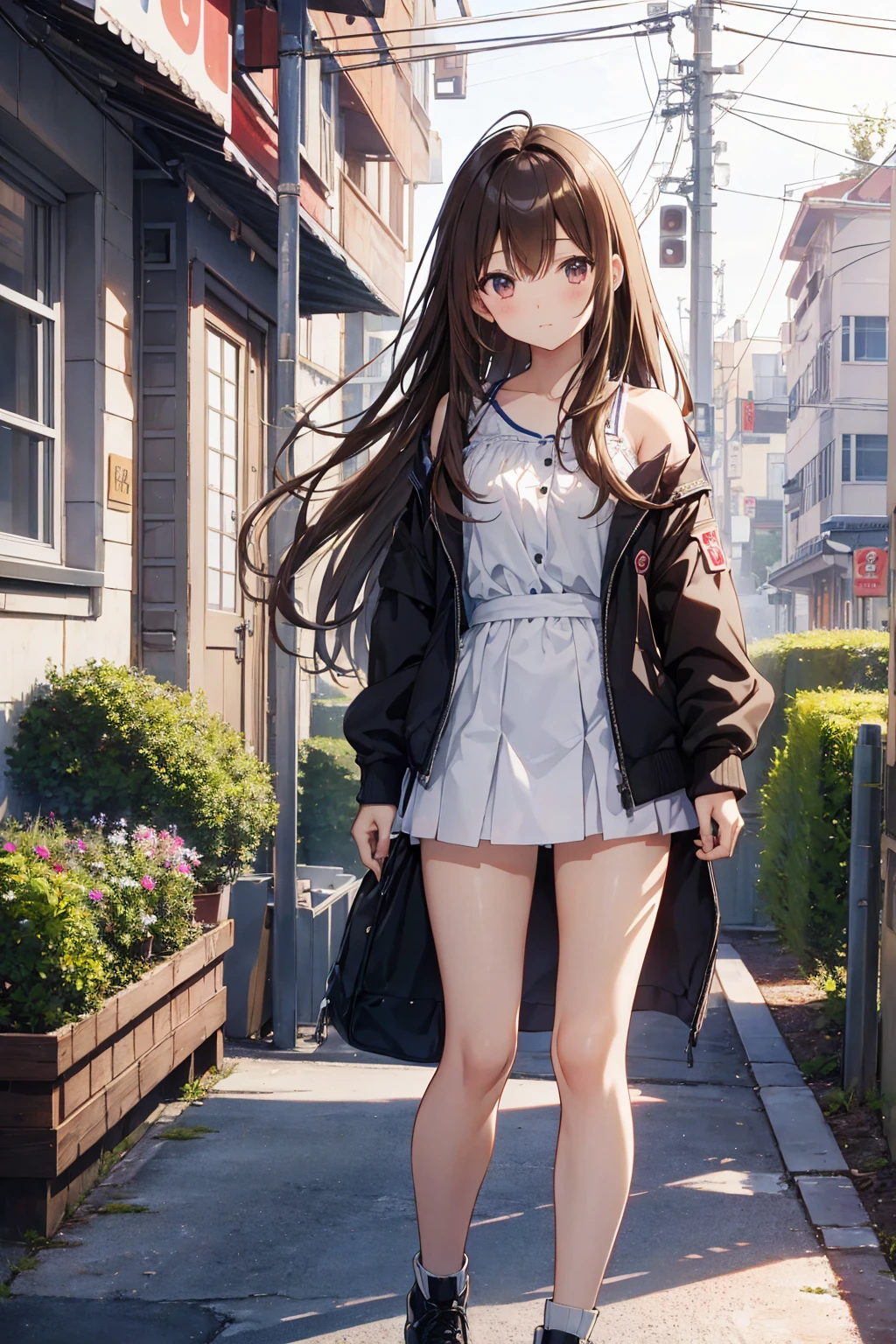 抱き合う二peopleの高校生,high school girl,((Highest quality)), (Very detailed), (High-definition CG synthesis 8k wallpaper), 高いly detailed, 高い-definition raw colbor photos, Professional photography, Written boundary depth,Brown Hair,Long Black Hair,beautiful girl2people,early summer,Summer sunshine,Cityscape