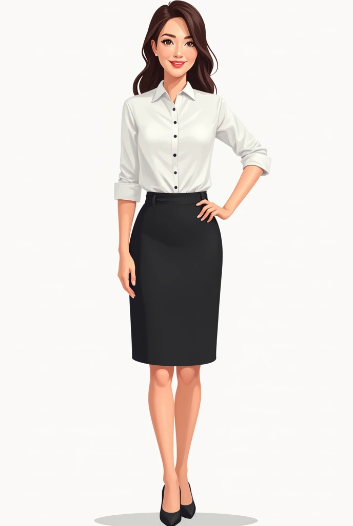 Clipart of woman's corporate dressing. White shirt and decent black skirt