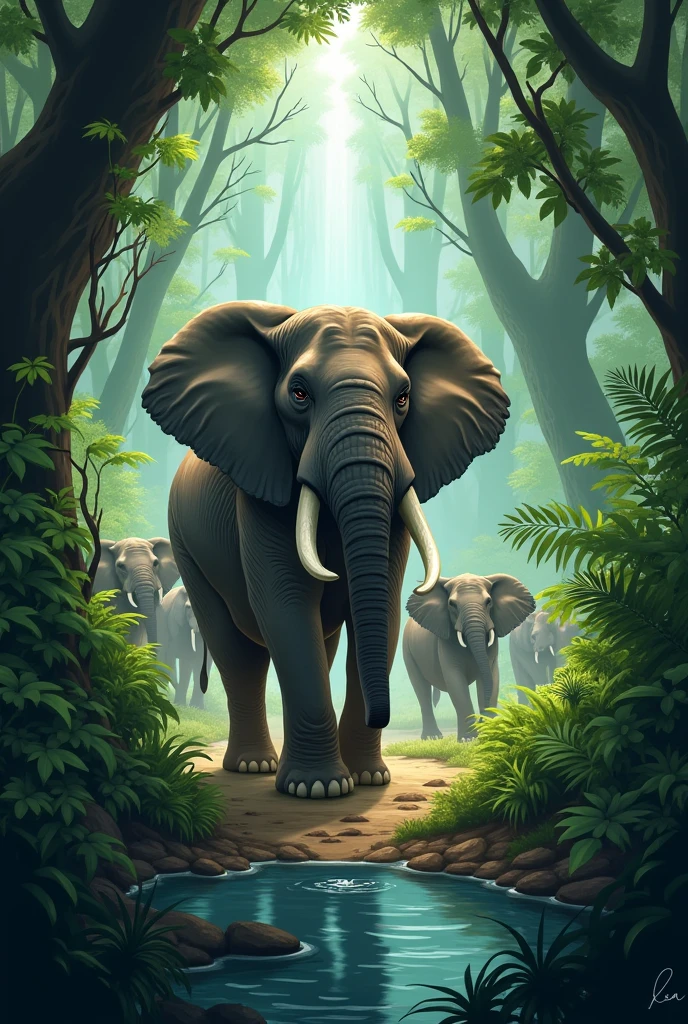 Ella elephant knew she had to act fast. She remembered a secret watering hole her grandmother had shown her many years ago, hidden deep within the jungle. With a determined heart, Ella led the herd to the hidden oasis.