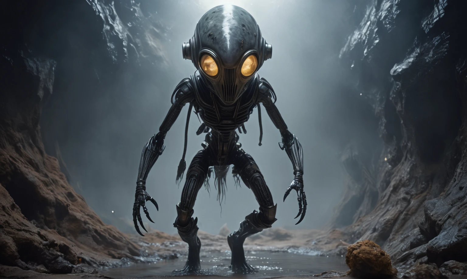 full body length,niobium native africa xenomorph's slaves,once pretty face,eyebrow up,full body shot,ominous landscape,niobium gray atmosphere,photo,photorealism,Masterpiece,hyper natural skin textures, hyper realism,hyper detailed,High contrast,Realism,Ultra Detailed,irina yermolova,close full body shot,32K resolution,Nikon Z9, ,demonic, fog, smoke, audience, mist, featuring ultra-realistic and hyper-realistic elements,
Marta Bevacqua, Ellen Jewett, Kawacy, Katsuya Terada, Carne Griffiths,concert lighting, bokeh, luminal space that feels
both bright and surreal. Includes liquid fluid elements for added depth and movement. Rendered in an unreal
engine and post-processed to achieve . Evokes a sense of dreamy, ethereal
and mystical mood,horror pixar movie still,thriller disney movie ,pixar render, animated,fish eyes, A Modern flat toon Crazy whit a Big ONE a Only Eye Robot USSR , and helmet Style, pinhead, camouflage Rusty, Ambient in a meteorite crater super detailed