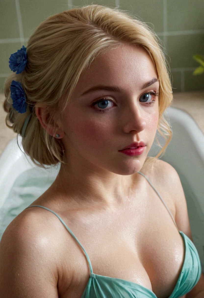 Best quality, absurdres, highres, ultra detailed, 1girl, solos, blonde hair, bath