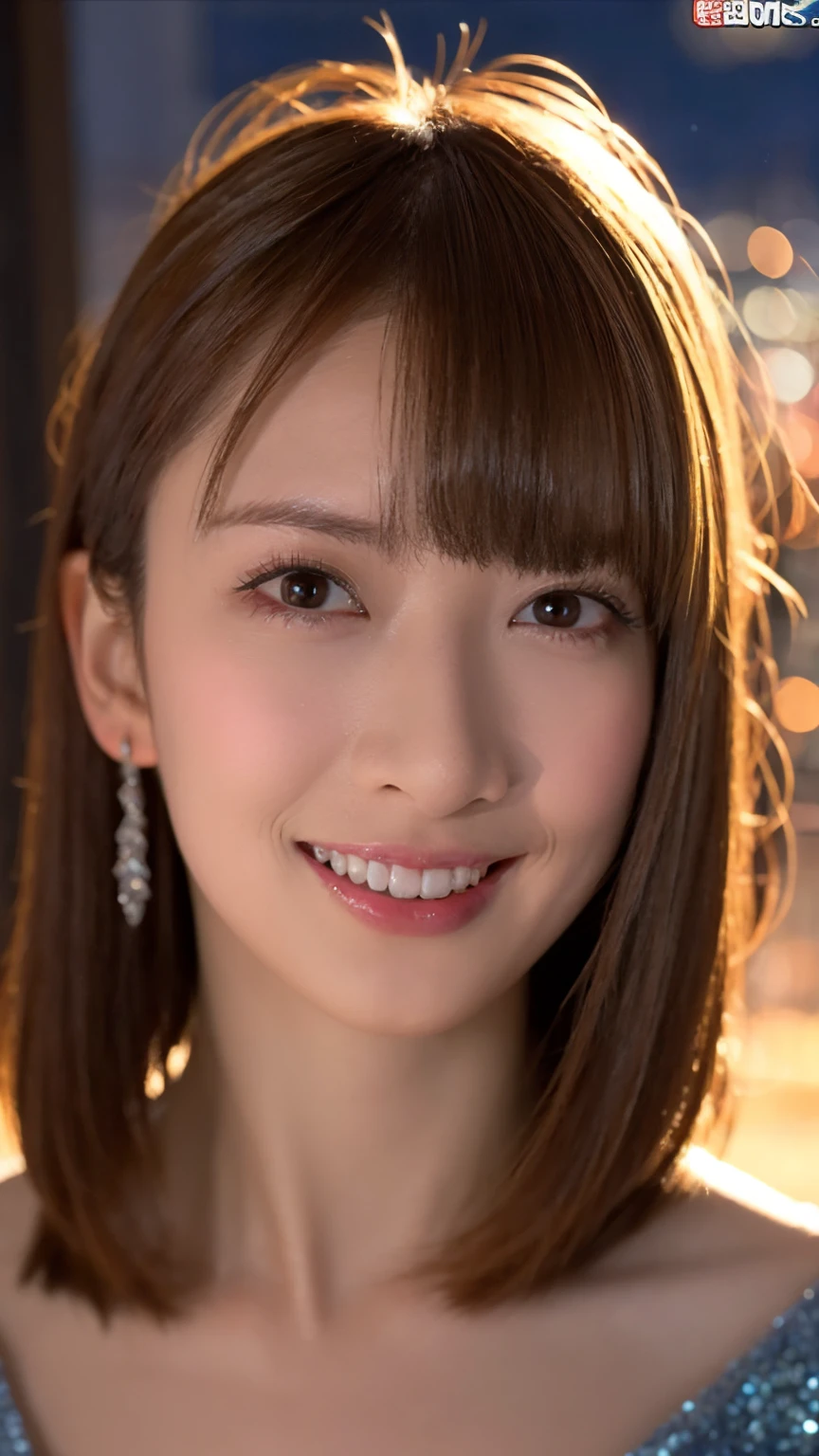 1girl,(wearing a blue glittery evening dress:1.2),(RAW photo, best quality), (realistic, photo-realistic:1.4), masterpiece, an extremely delicate and beautiful, extremely detailed, 2k wallpaper, Amazing, finely detail, extremely detailed CG unity 8k wallpaper, ultra-detailed, highres, soft light, beautiful detailed girl, extremely detailed eyes and face, beautiful detailed nose, beautiful detailed eyes,cinematic lighting,city lights at night,perfect anatomy,slender body,light smile,close up,((Long hair with bangs)), big breast,open shoulder,NSFW