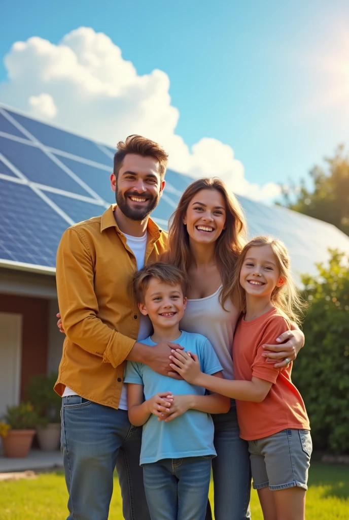 Family happy with the solar installation 