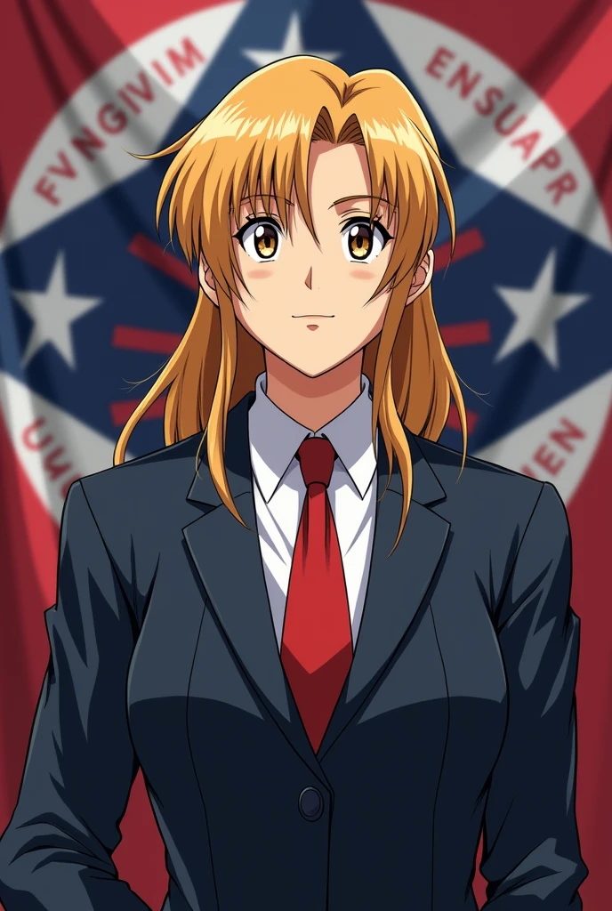Trump meme, Misato Katsuragi, Evangelion, NERV flag