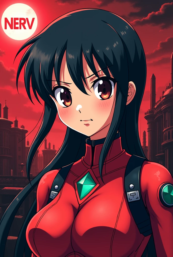 Trump meme, Misato Katsuragi, Original color scheme, Evangelion Anime, NERV logo,
