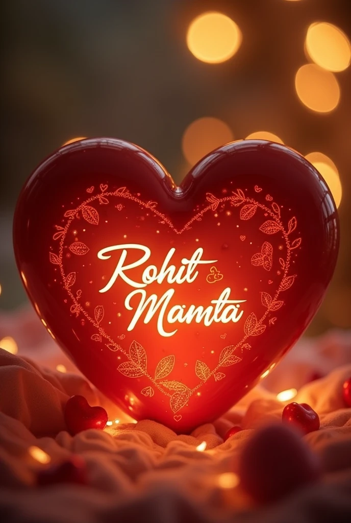 "Rohit" and "mamta" in heart name art lighting