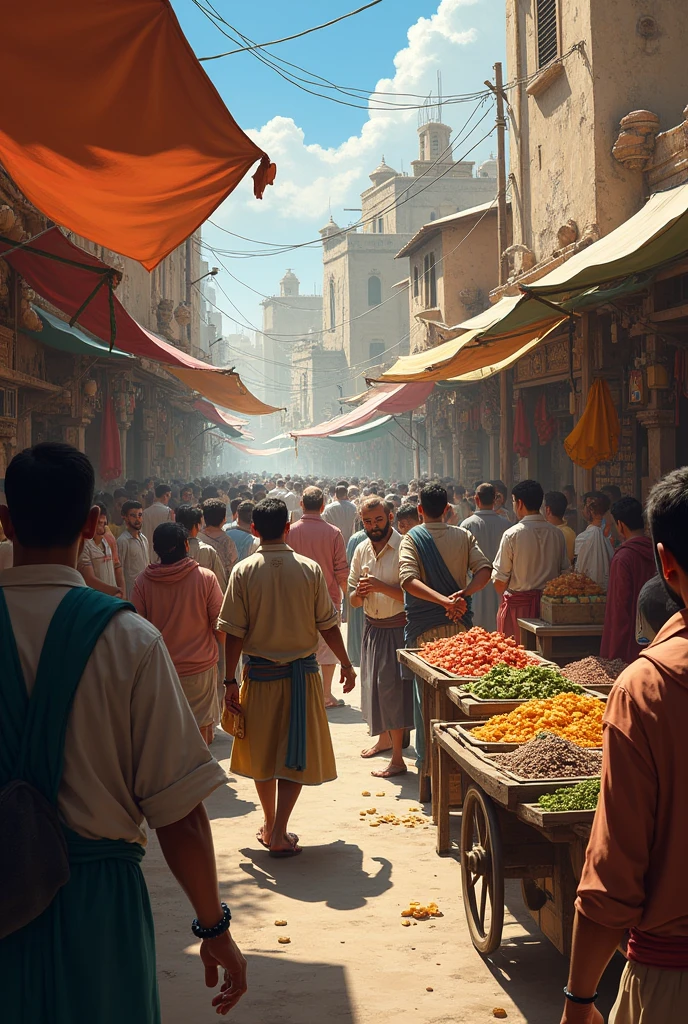 People in the market are doing business
