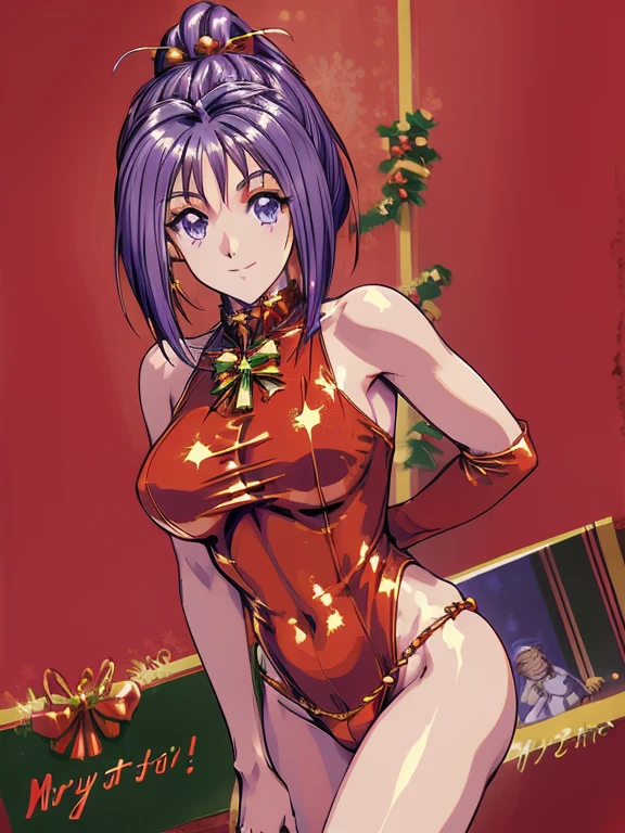 ((masterpiece)),((Ayako Katagiri)),((Katagiri Ayako)),((Mischievous Smile)),Anatomically perfect fingers,(((Christmas))),(((Santa Claus Costume))),winter,Separate costumes,Exposed navel,sexy,Exposed shoulders