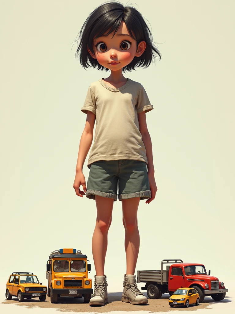 9 foot tall giant 11 year old girl with short small vehicles