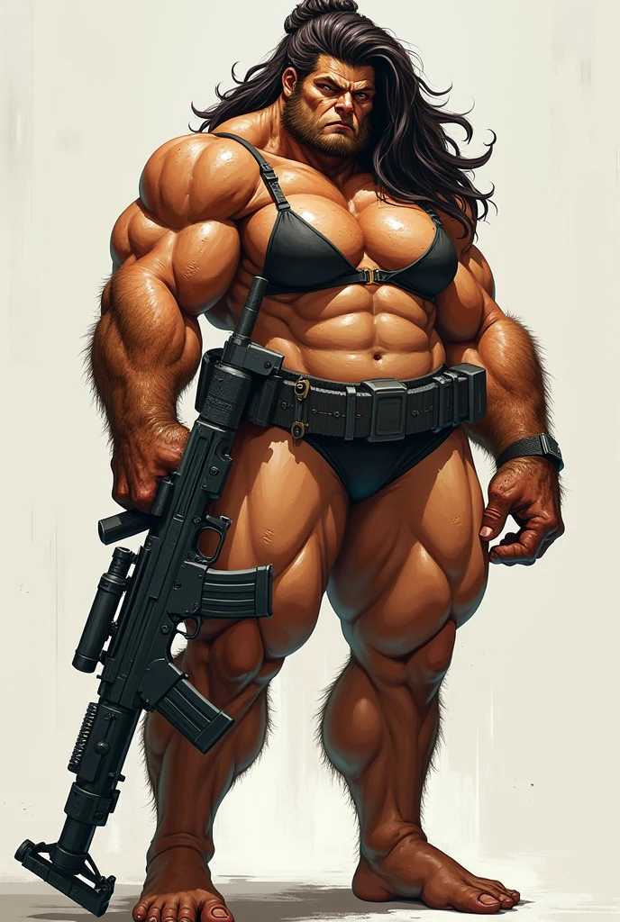 arafed woman with a gun and a big breast posing for a picture, concept art inspired by Ryan Barger, tumblr, furry art, muscular sweat lara croft, muscular warrior women, powerful and huge, big arms, with rifle, massive muscles, thicc, muscular girl, large muscles, upper body shot, ready for combat, muscular ultraviolent woman, furry chest