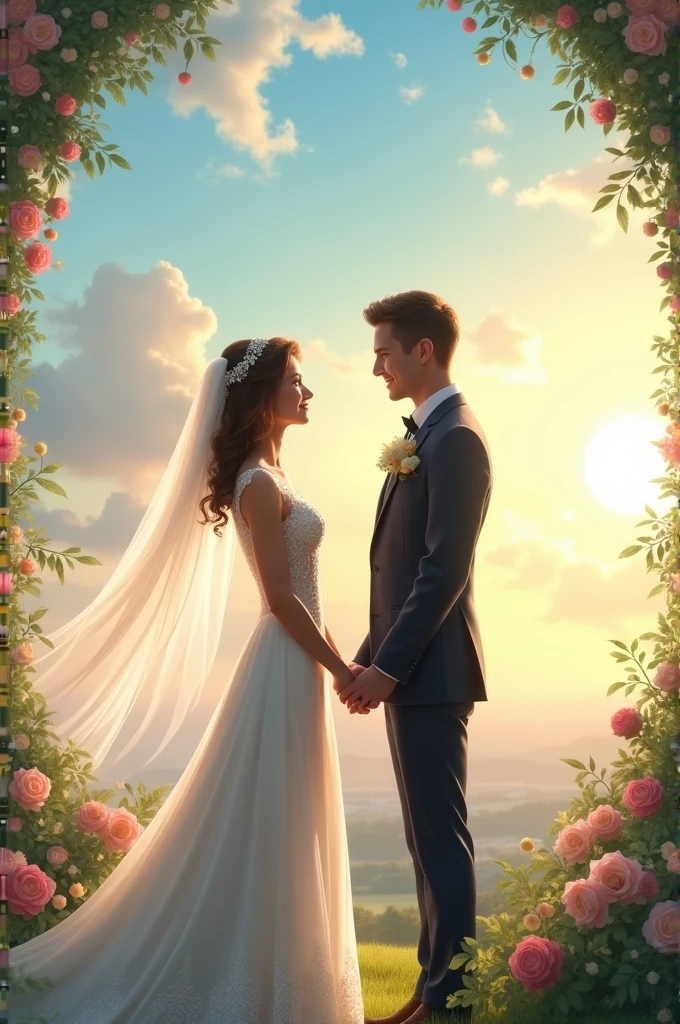 A couple exchanging wedding vows