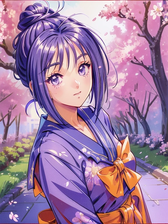 ((masterpiece)),((Ayako Katagiri)),((Katagiri Ayako)),((Mischievous Smile)),Anatomically perfect fingers,(((Cherry blossom trees))),(((Taishō Hakama)))