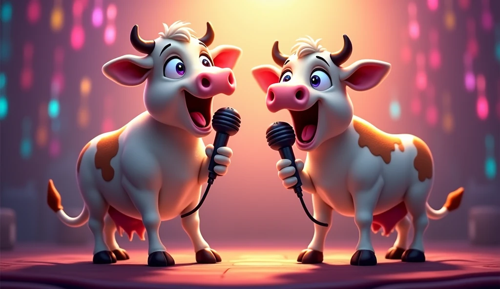 Funny 2 Cow singing a mic