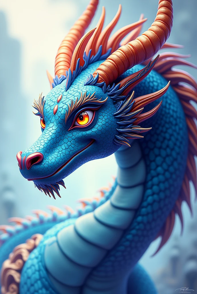 Head portrait shot, celestial dragon, vector art, cartoon logo,