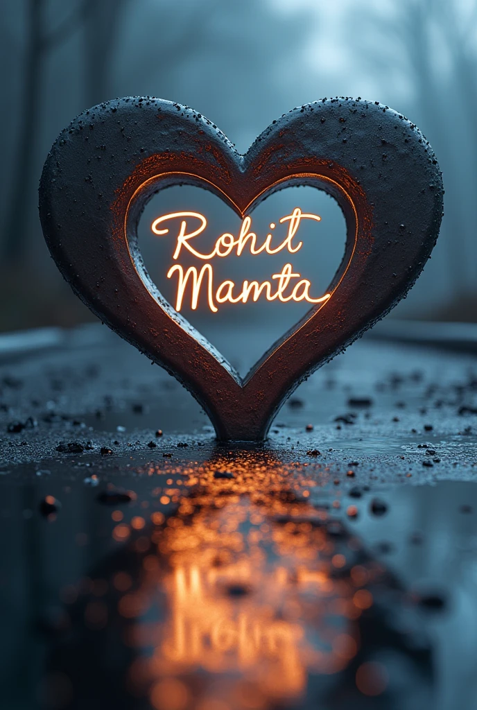 "Rohit" "Mamta" steel perfect position in heart name art lighting water drop hd