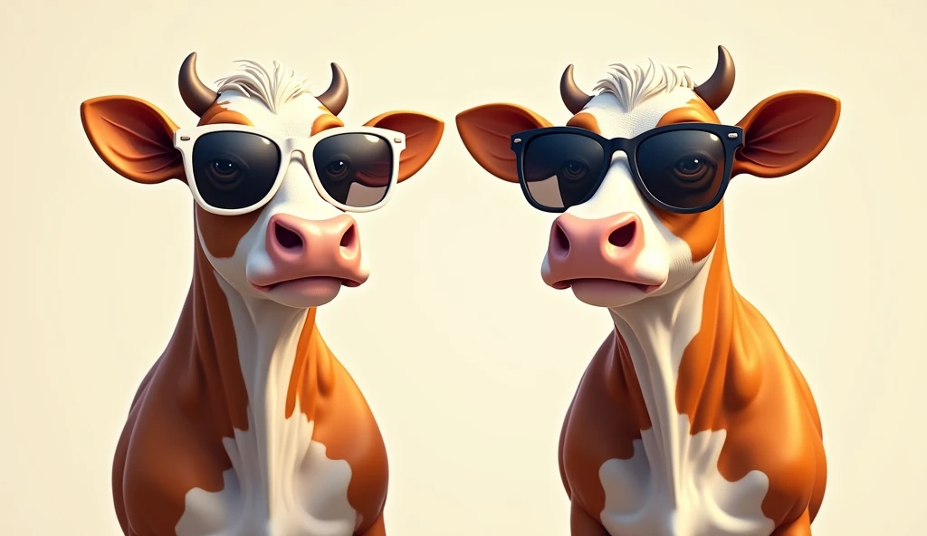 Funny 2 Cow wearing sunglass