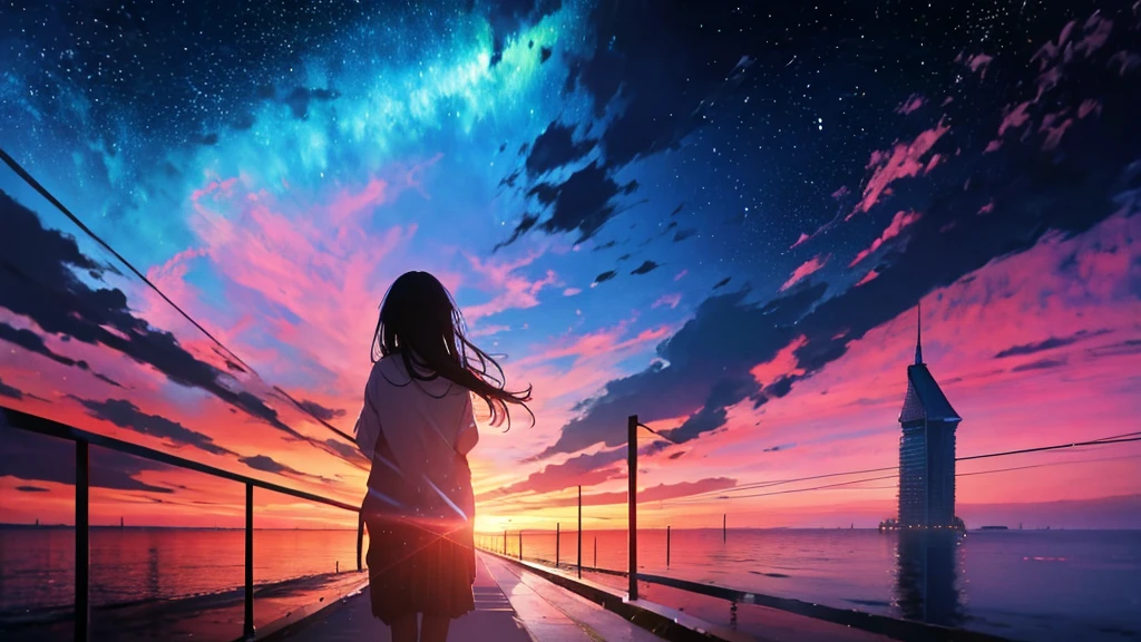 dreams, painted dreams, girl, ethereal, 8K, high quality, girl, anime, sky