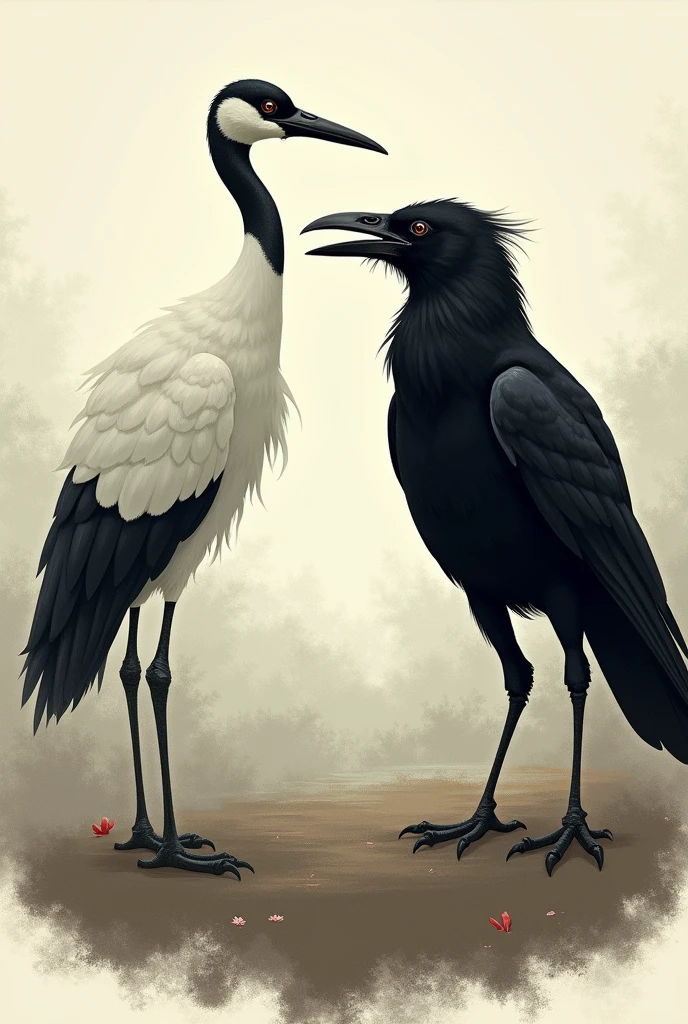 A crow and crane drawing 