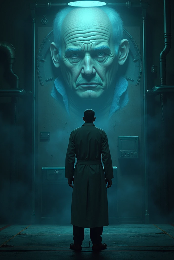 Dr.  Gray is seen hesitating in front of the time machine. His expression reflects inner conflict as he recalls her mentor’s warnings. The lab is dimly lit, with shadows adding to the tense atmosphere. A faint image of her mentor's face or voice could be subtly superimposed, representing his memory.
   - **Color Palette:** A mix of cool blues with darker shadows to convey uncertainty and tension.