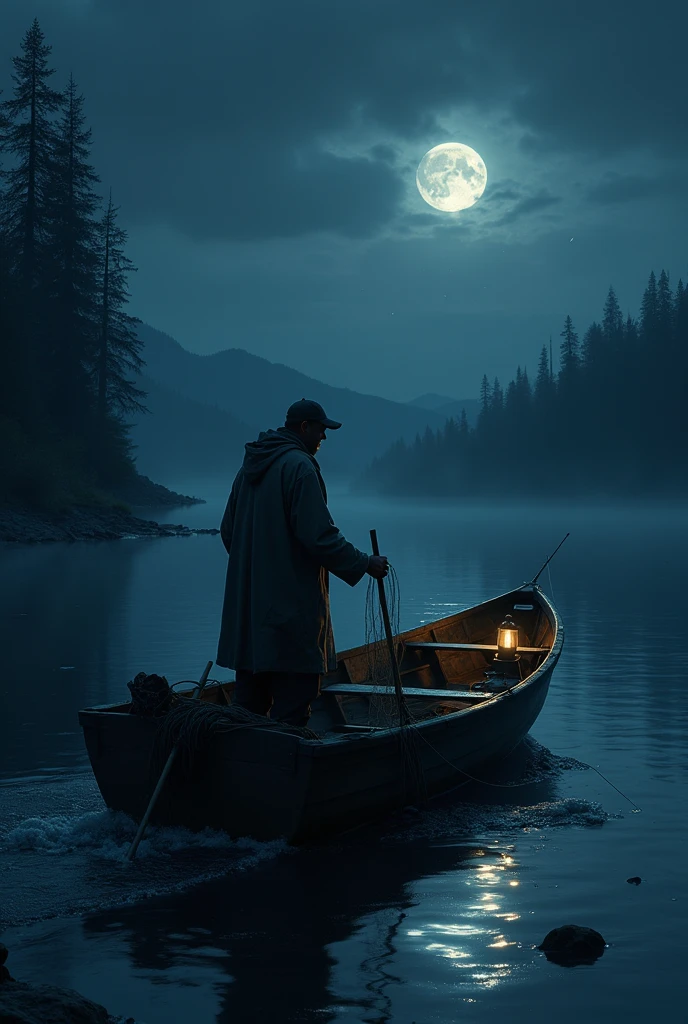 Fisher man night boat