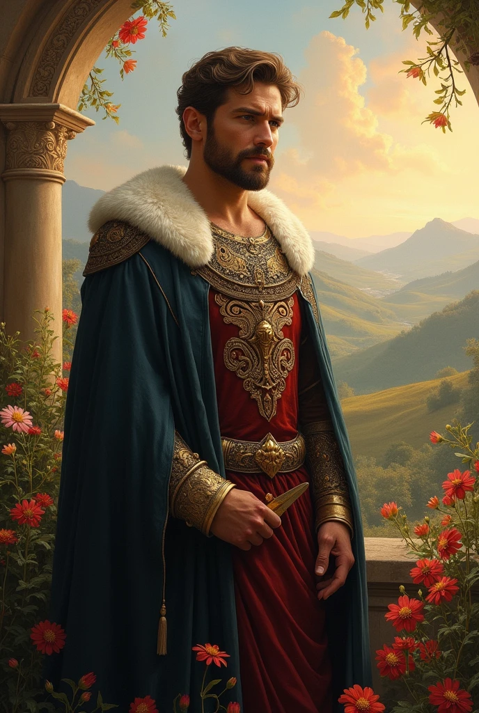 King with romantic background