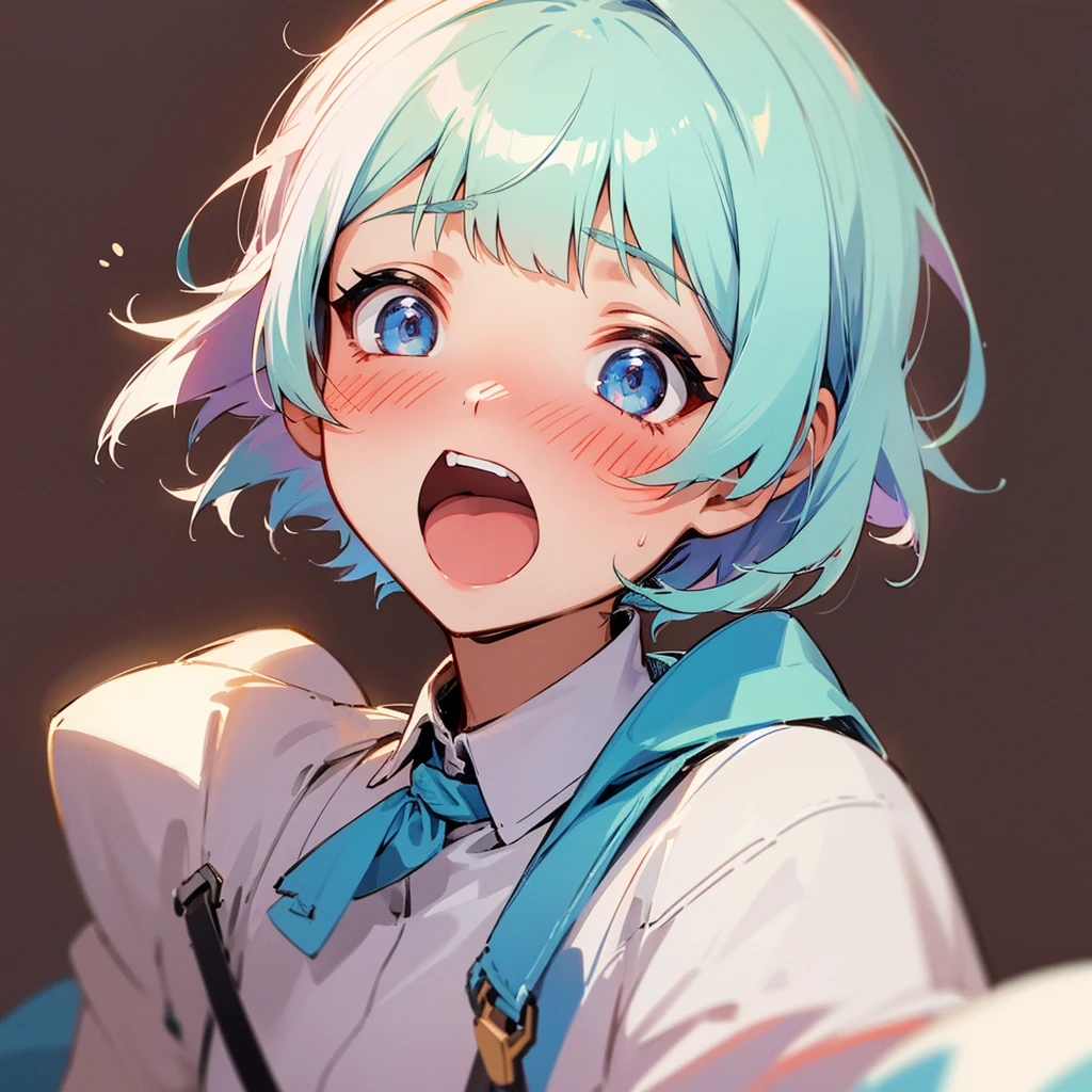 One Girl, Simple Background, Open your mouth a little, Blushing, Short Hair
