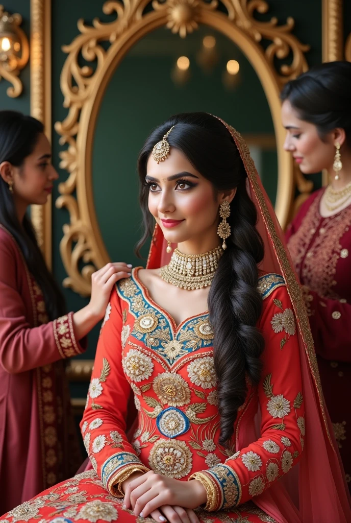 hyper realistic Pakistani bride in salon