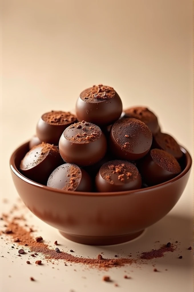 Bowl with chocolate for advertising
