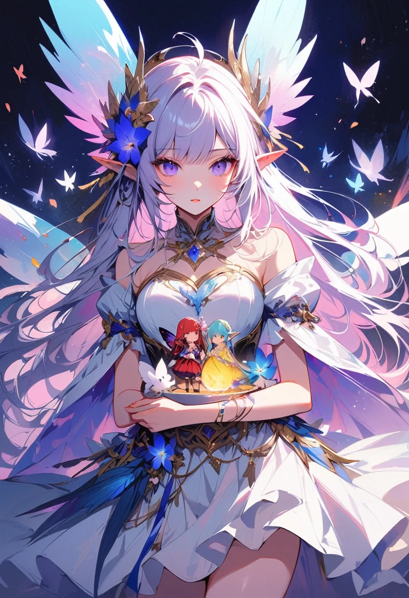 There is a doll,There is a purple and white skirt and a white skirt, space flower Fairy, astral Fairy, Elf, Ethereal fantasy, Ethereal!!!!!!!, Fairy, She is surrounded by frozen flowers, 美麗的Fairy, water Fairy, beautiful Fairy, of Ethereal fantasy, 微笑如Immortal King, Ghost Festival, Ethereal wings, Immortal King