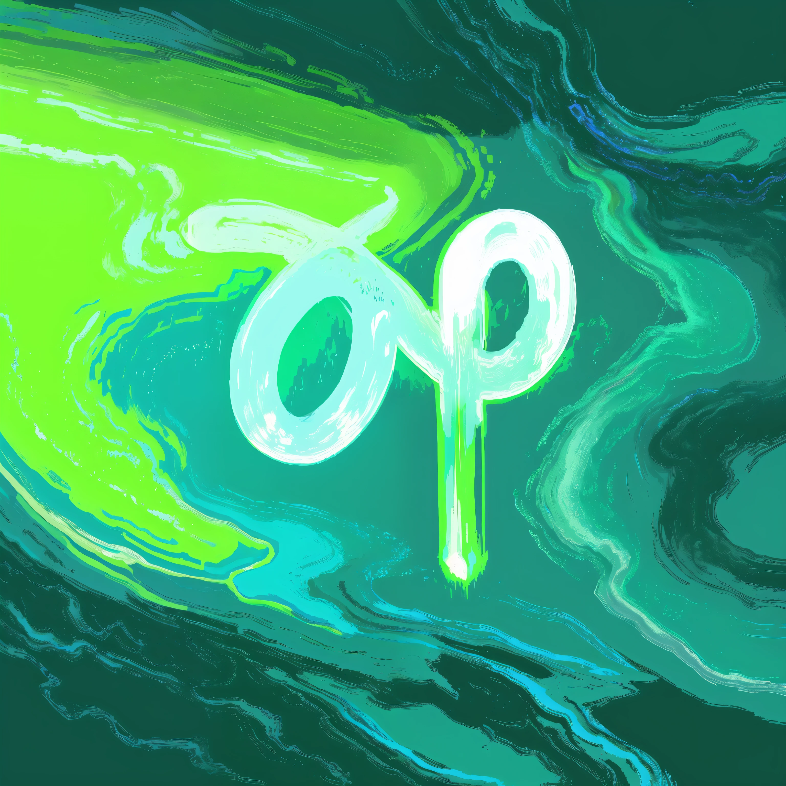 a digital, photoshop, neon green glass forehead, written in cyan ink, stylized neon lights, milky white, green neon lights, venus symbol, photography, neon green, dark green, light green, light blue, gradient, subtle shadows at image intersections