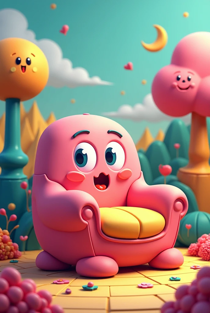 A chair no one has seen in cartoon style



