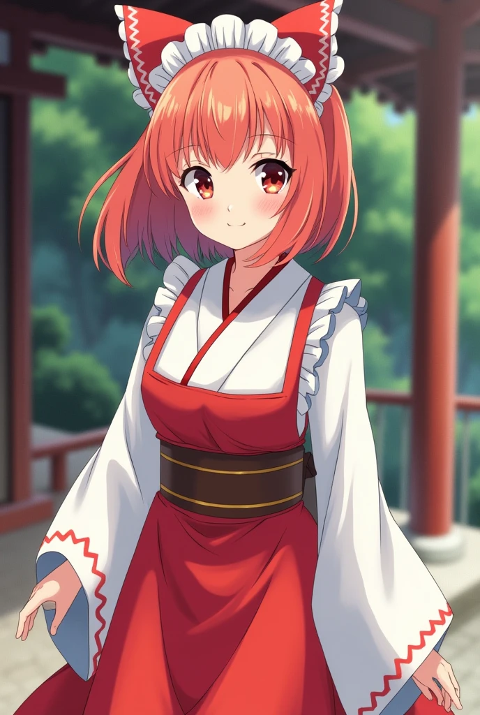 Shrine maiden Around 20 years old Ghibli style Whole body from the front
