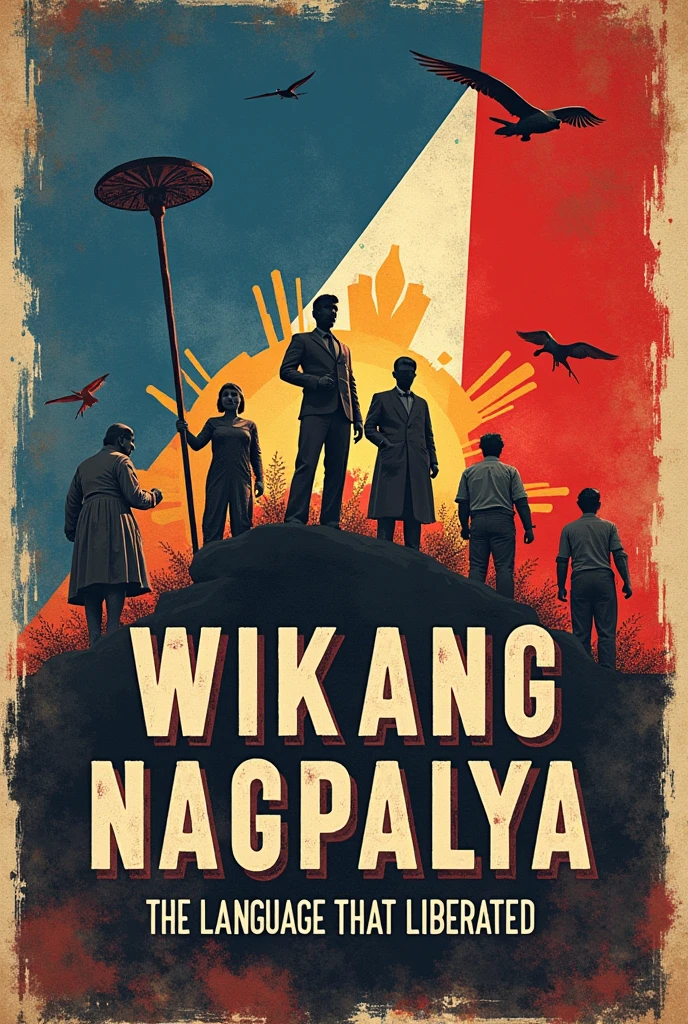 *:
### 1. **Title**
- **Wikang Nagpalaya**
- Gamitin ang malalaki at nakaka-engganyong font para sa pamagat upang ito ay agad makuha ang atensyon ng mga tao.
### 2. **Color Scheme**
- **National Colors**: Pumili ng mga kulay na kumakatawan sa bandila ng Pilipinas:
- Pula (para sa dangal at katapangan)
- Asul (para sa kapayapaan)
- Puting (para sa kaliwanagan at kalinisan)
### 3. **Imagery**
- **National Symbols**:
- Maglagay ng mga simbolo ng kalayaan, tulad ng bandila ng Pilipinas, mga larawan ng mga bayaning Pilipino (e.g., Jose Rizal, Andres Bonifacio)
- **Cultural Elements**:
- Mag-insert ng mga elemento ng lokal na kultura, gaya ng mga lumang aklat, katutubong sining, o mga tao na nakasuot ng tradisyunal na kasuotan.
#SIMPLE POSTER
: