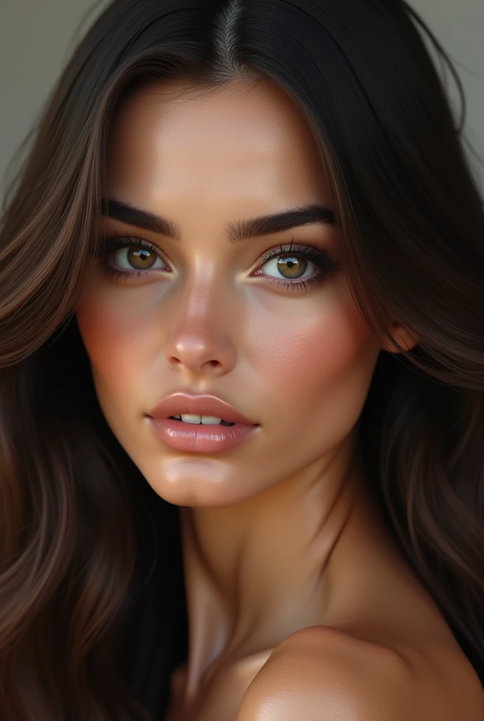 brunette woman face, hyper realistic, 8k