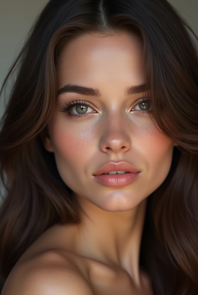 brunette woman face, hyper realistic, 8k