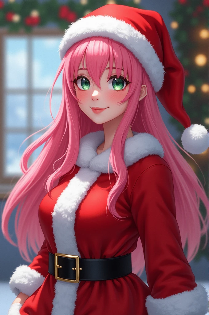 Pink Hair girl Santa Costume