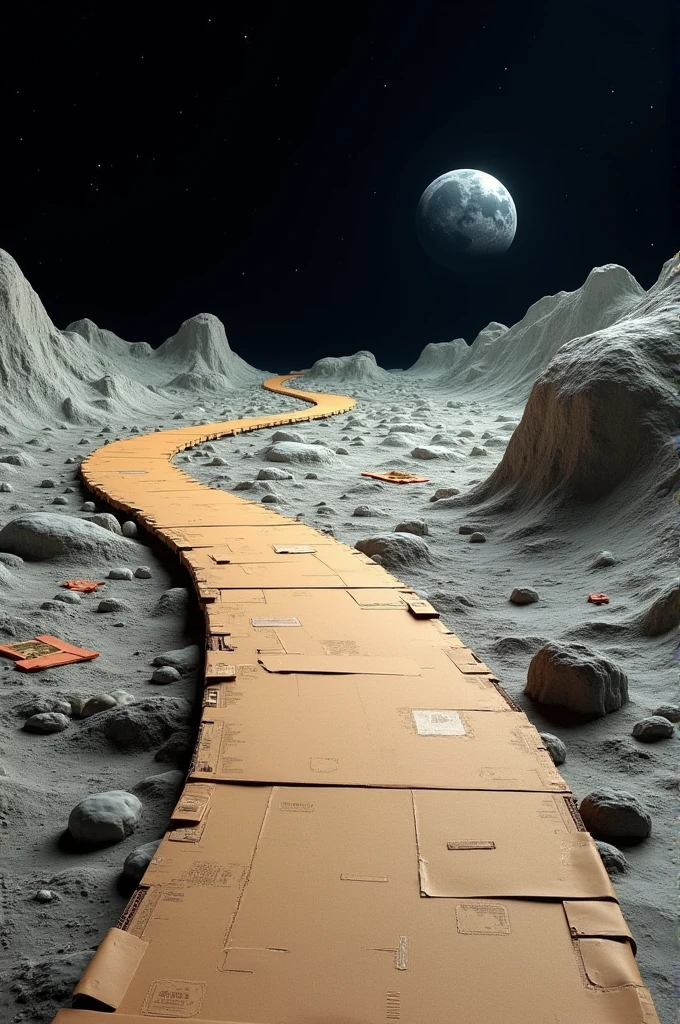 /imagine Road on moon model using cardboard