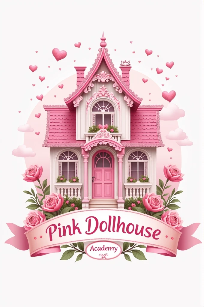Pink Dollhouse academy logo for school
