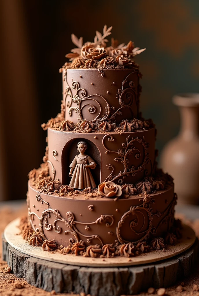 A simple 3 layer chocolate cake for 1st anniversary, give a heading with "Ayesha Moon in the cake"