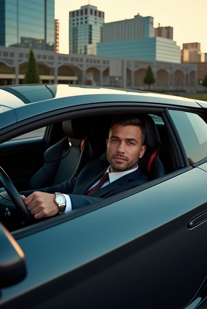 Picture of me inside a lamborgini showing my rolex watch