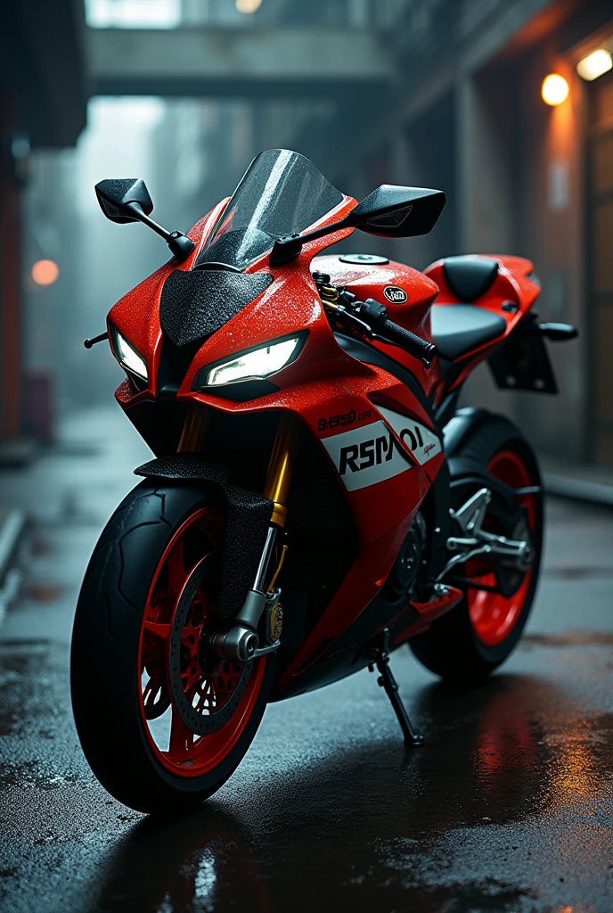 The CBR Repsol 1000rr motorbike has the word psychopath written on the hood
