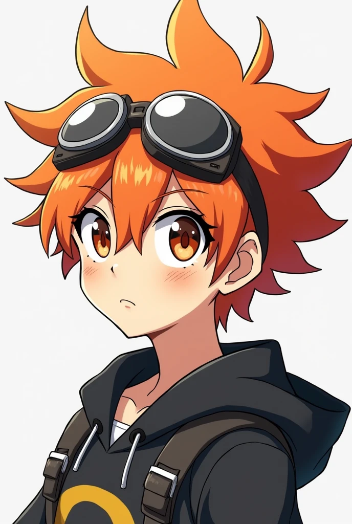 Anime-style boy with orange hair and goggles
