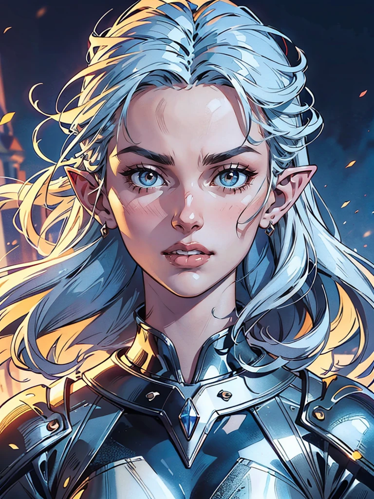 (best quality,4K,8k,high resolution,masterpiece:1.2), Super detailed, (actual,lifelike,photorealistic:1.37),Perfect work，backlight，（frozen rime：1.37，refracted light，Frost，transparent，（Stylized female elf,elf earright Eyes，Sharp teeth，white hair，messy hair，wing。），HDR，UHD，light，super fine painting，sharp focus，Physically based rendering，Extremely detailed description，major，Vibrant colorlur background。 Art style：portrait，Fantasy，magical creatures，Cold tones，Ethereal atmosphere。