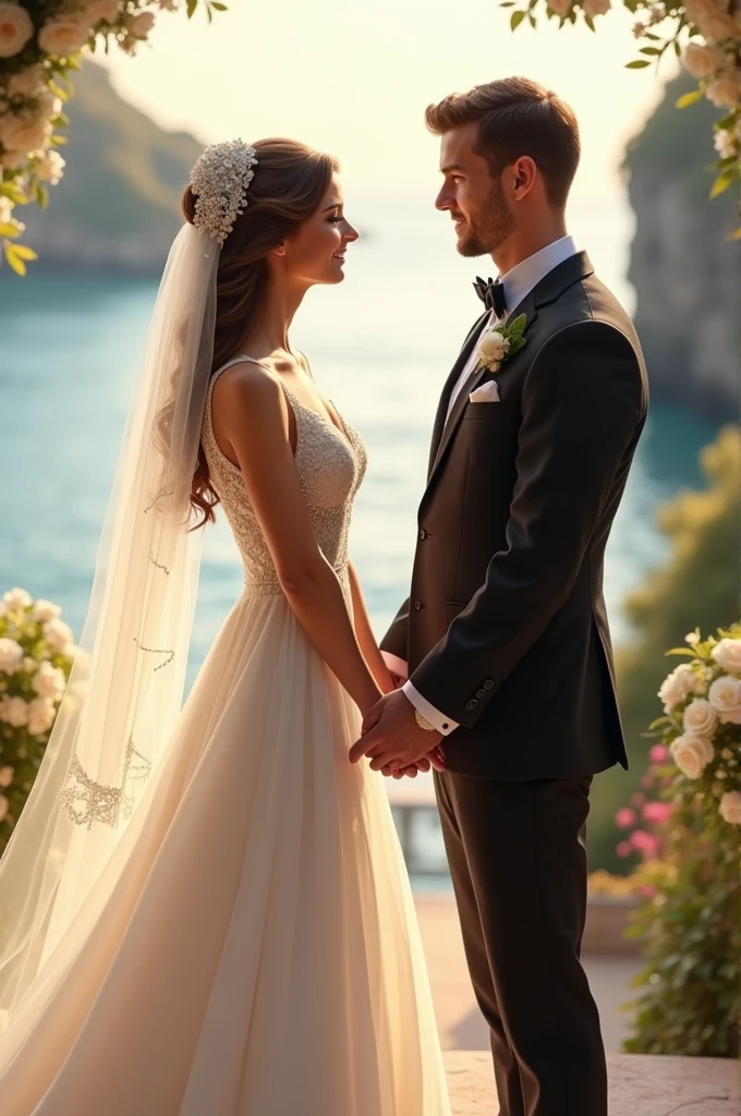 Photos of bride and groom holding hands