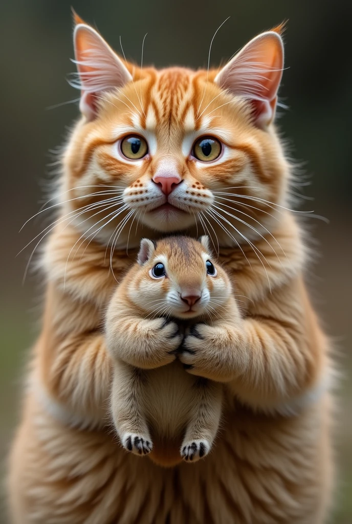 A cat holding a small capybara